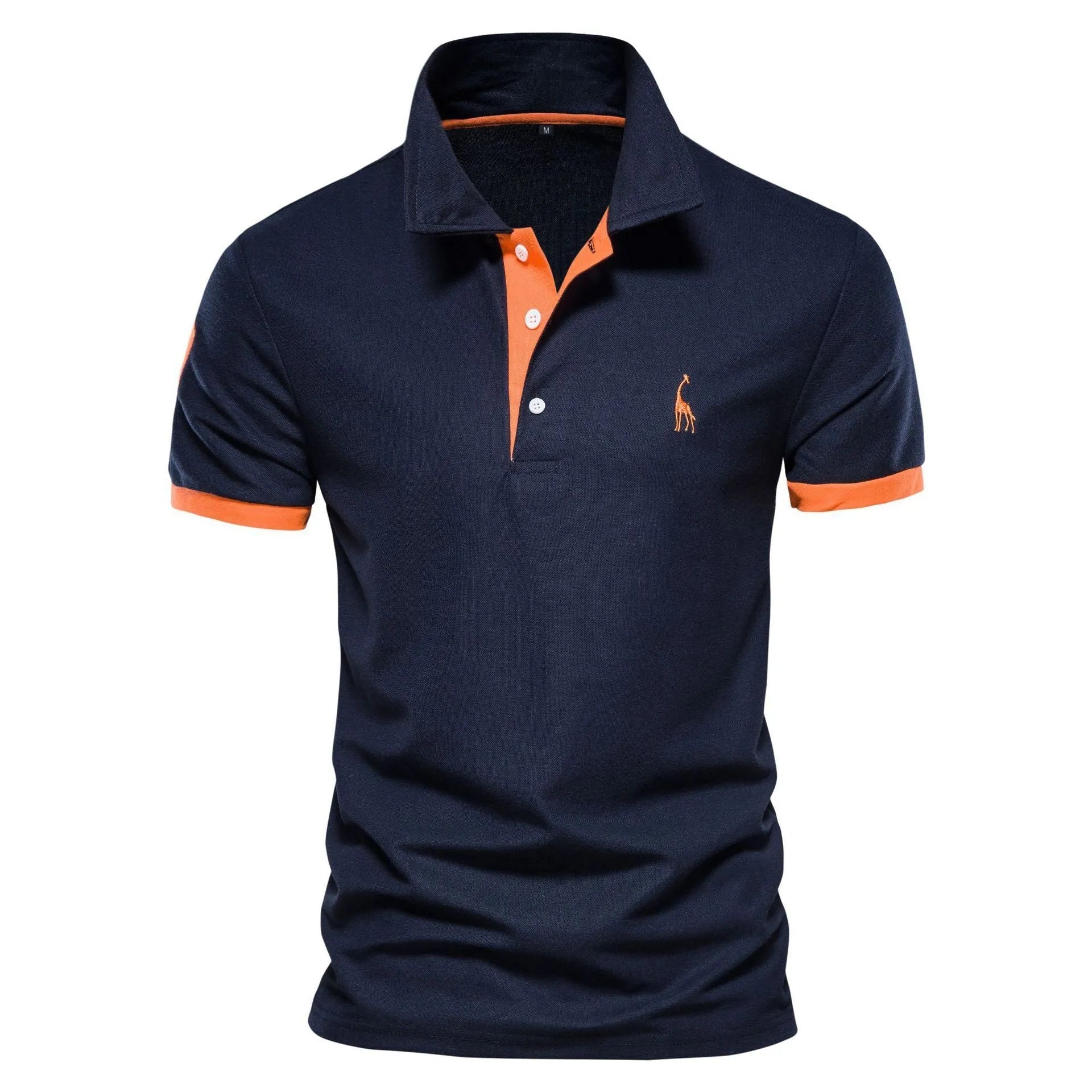 Men's deer embroidered slim fit T-shirt in cotton blend fabric, short sleeve casual top
