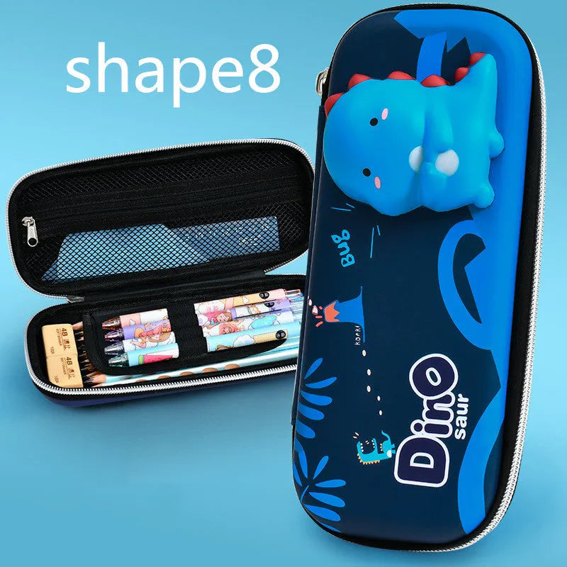 3D decompression EVA pencil case in dinosaur pattern, 24x11x4.5 cm, square Korean style