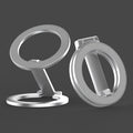 Black metal fastened ring desktop stand bracket holding a monitor