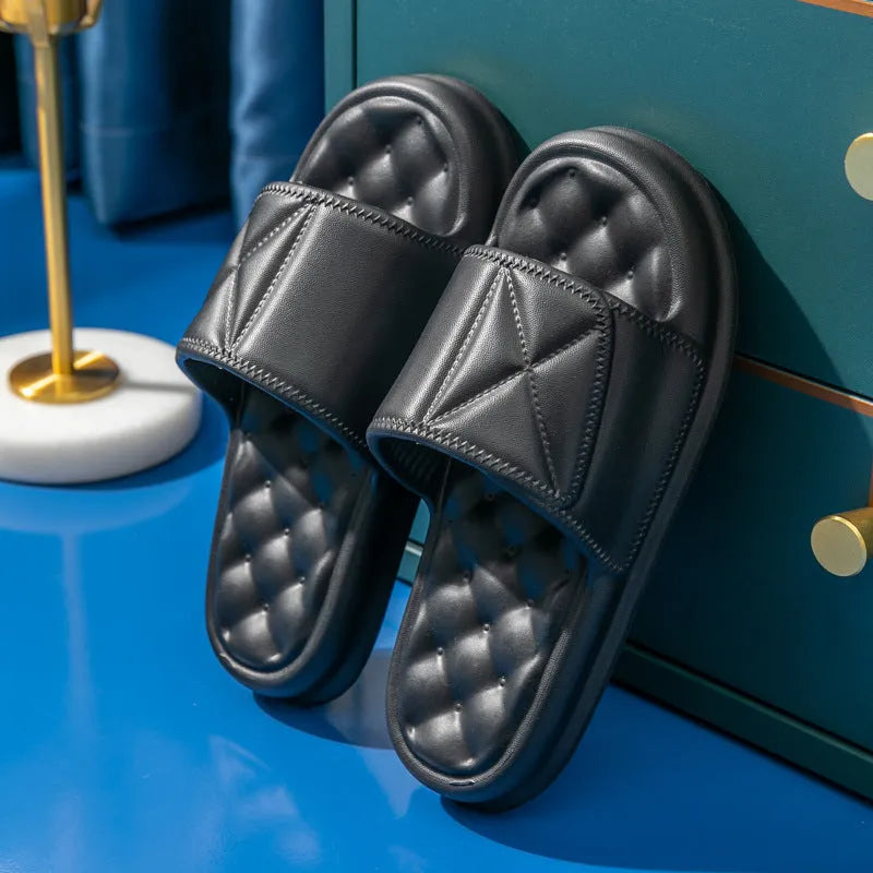 EVA bathroom slippers in five colours with thick non-slip soles for indoor use