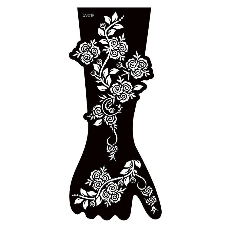 Geometric hollow template tattoo sticker with machine-cut edges and three-dimensional paper carving texture