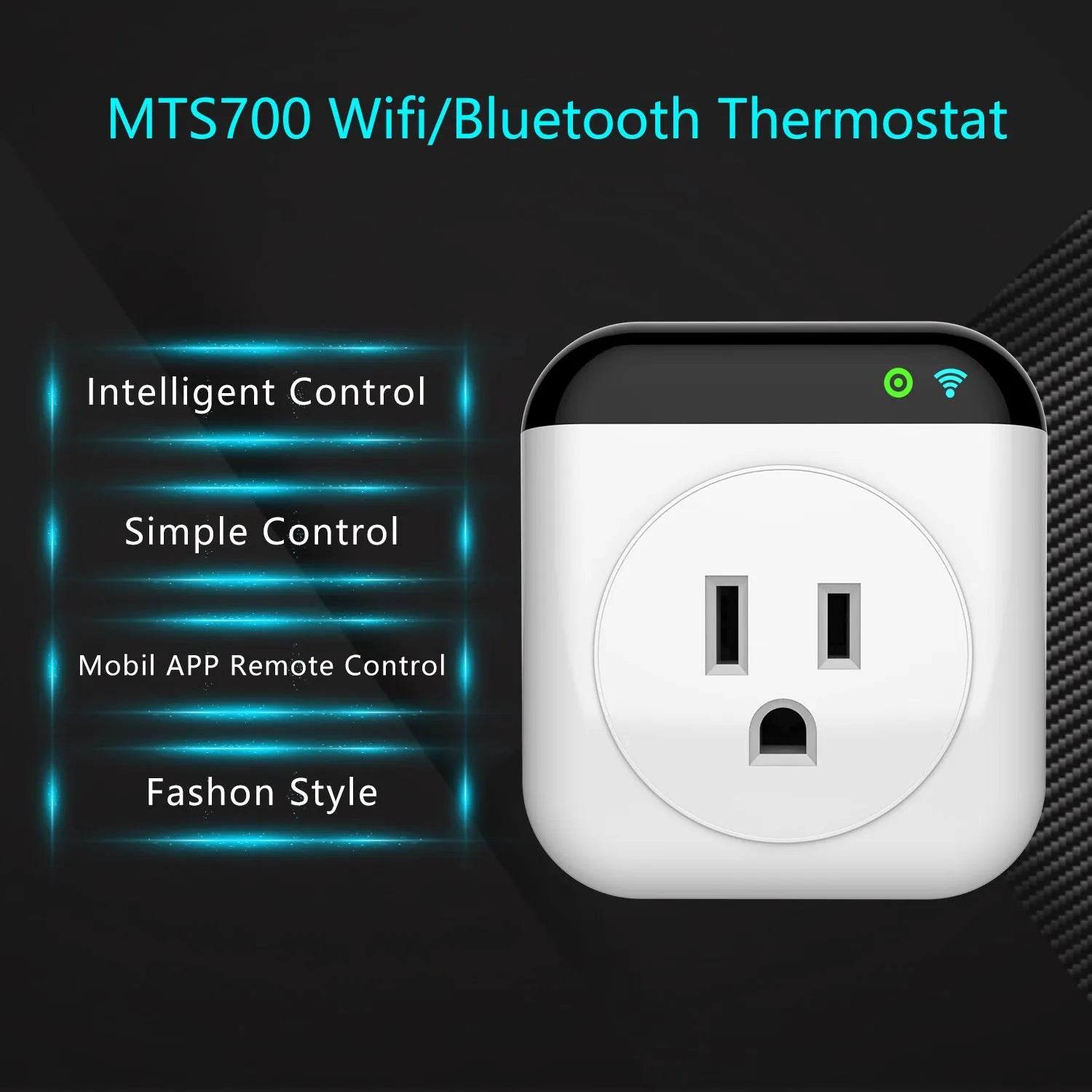 White Tuya smart temperature control socket with US three-hole outlet and temperature sensor probe