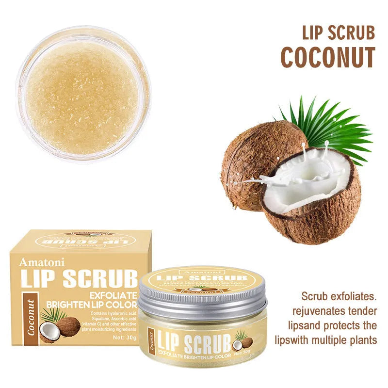 30g pot of Amatoni fruit flavour lip scrub cream for exfoliating and moisturising lip care.