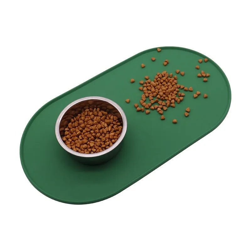 Silicone waterproof placemat for cat food and water bowls in beige colour.
