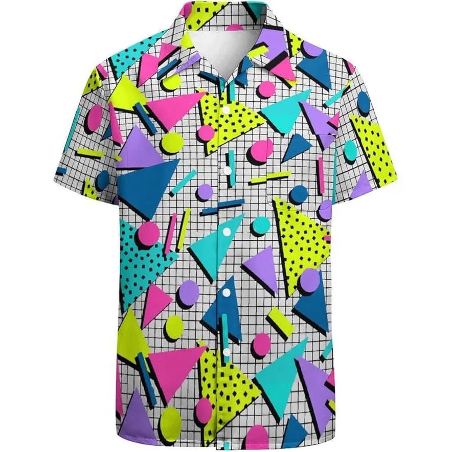 Men's slim fit camouflage pattern short sleeve casual shirt in cardigan style.