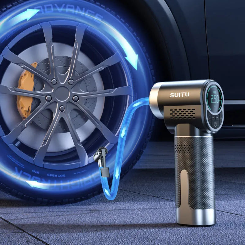 ST-5518 wireless portable automatic car tyre inflator with ABS body and built-in light, 17 cylinders