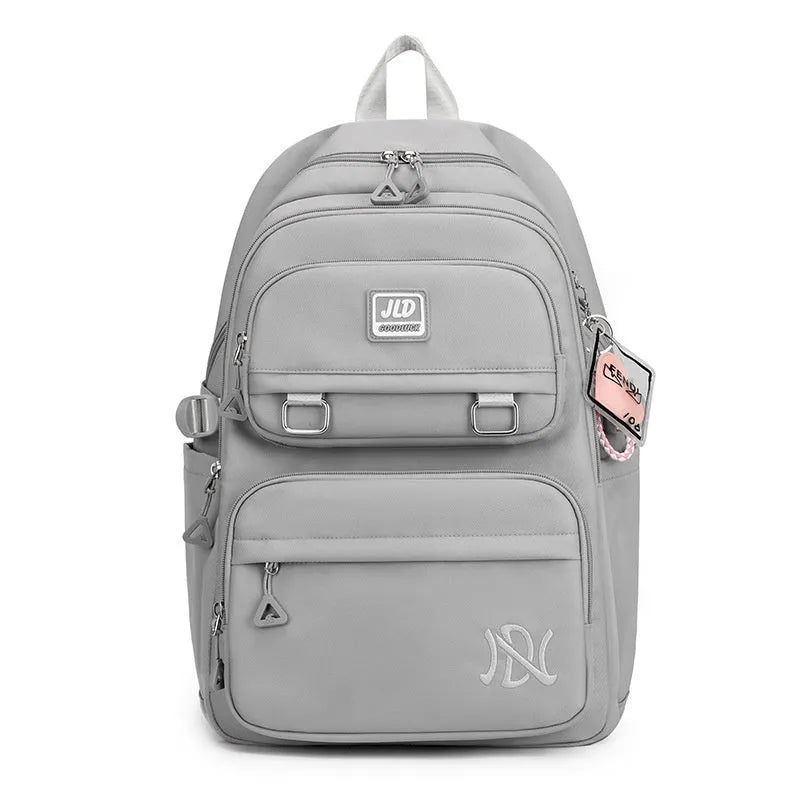 Girls' large capacity nylon school backpack with physiological curve backplane in multiple colour options