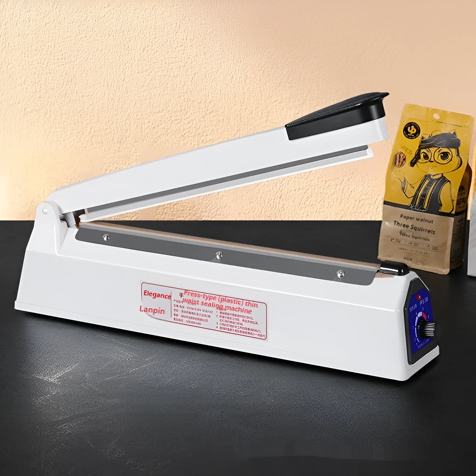 Heat film heat shrinkable bag sealing machine with hot air gun and 40cm sealing length