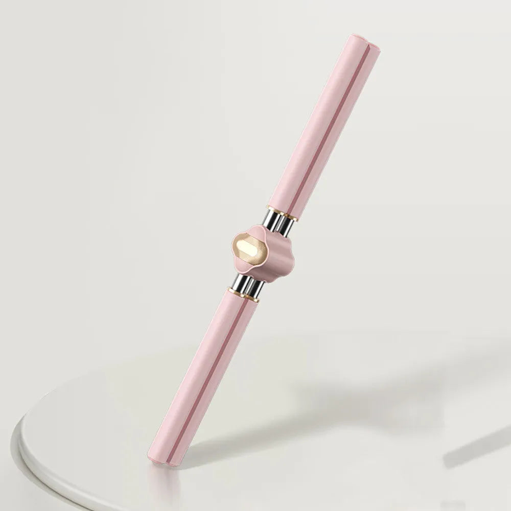 Adjustable posture correction stick with foam padding, shown extended, alongside its storage bag.