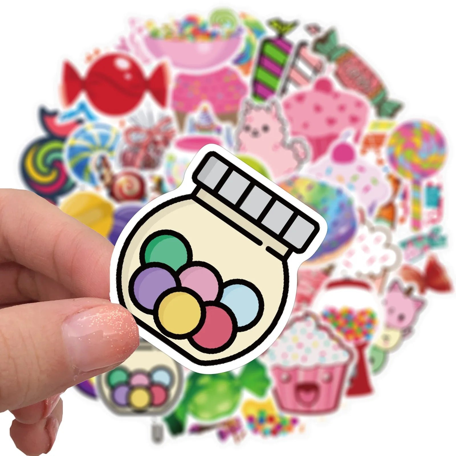 Colourful candy series graffiti stickers pack of 50 sheets measuring 4-6cm
