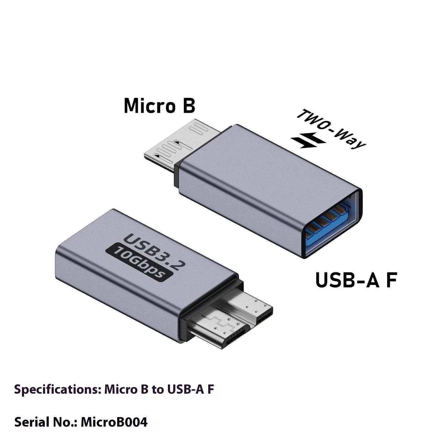 USB adapter converter showing Type-C and USB-A to Micro-B male and female interfaces for data and charging
