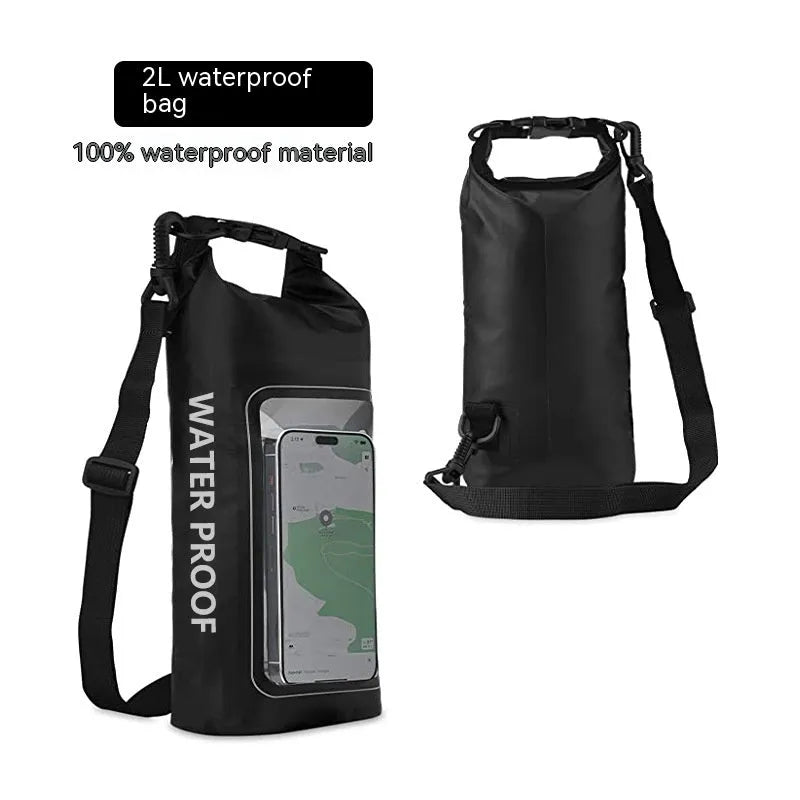 PVC waterproof dry bag in Army Green colour with crossbody strap for swimming and outdoor use