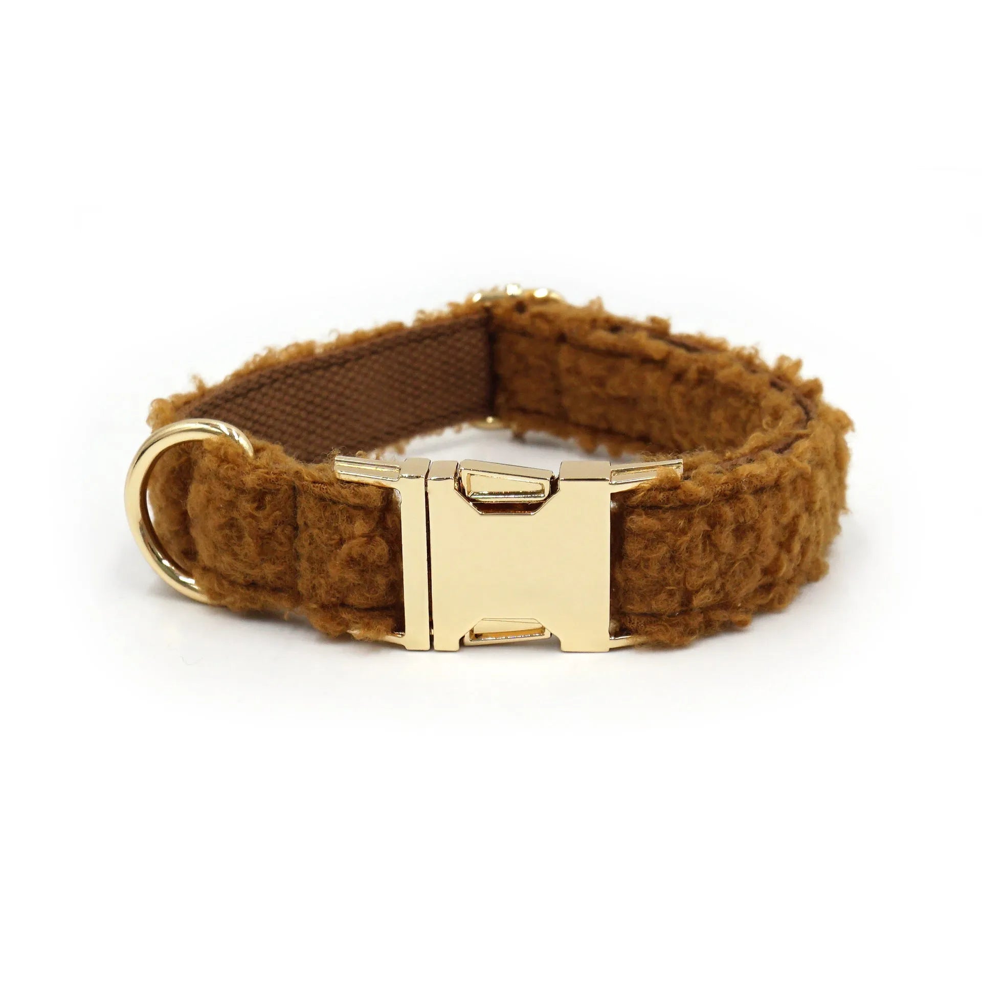 Teddy plush pet collar in brown velvet with adjustable lettering for dogs