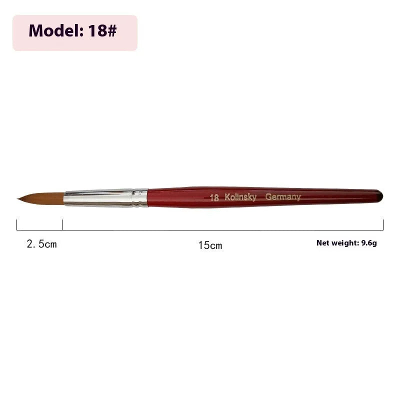 Rosewood nail art crystal pen with round tip on white background showing portable wooden handle
