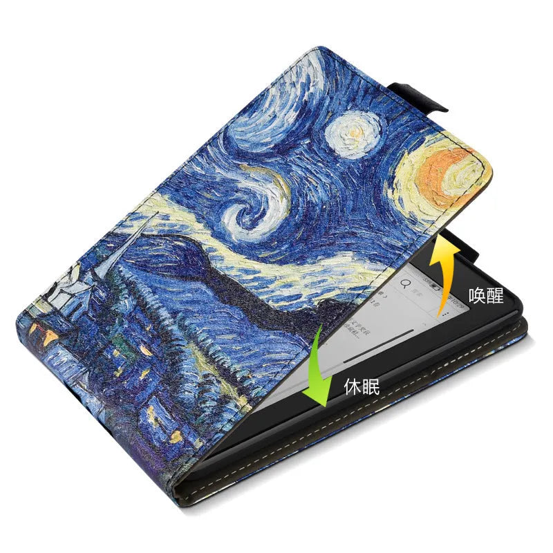Kindle Paperwhite protective case with embossed artistic pattern and bracket design for 6-inch models