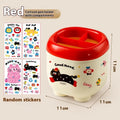 Red and brown cartoon-style plastic desktop storage organiser with grid pattern for stationery and sundries.