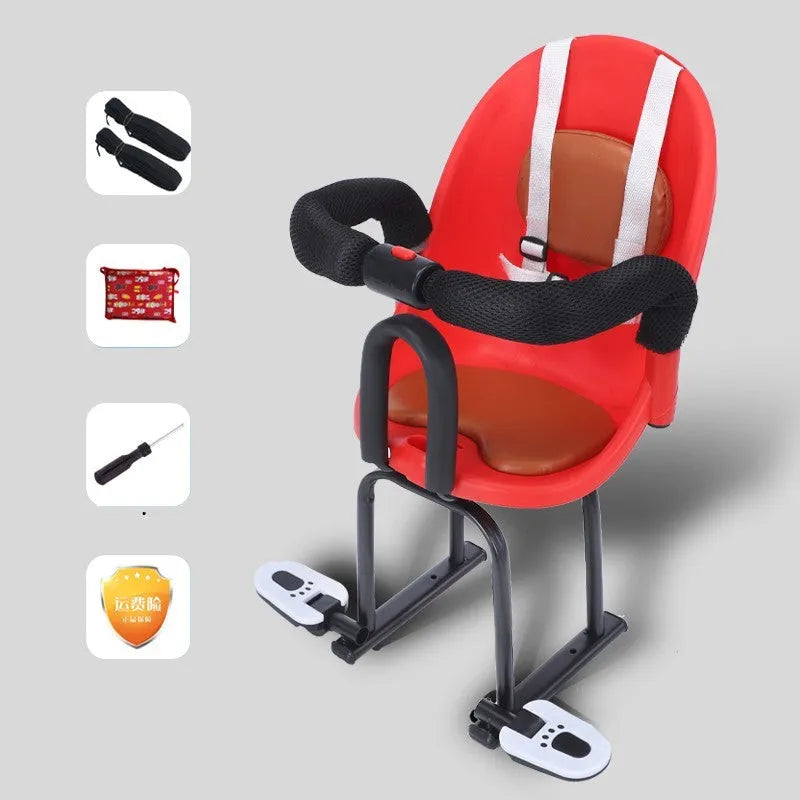 High carbon steel child front scooter seat measuring 20x20x53cm in black red or white colour options