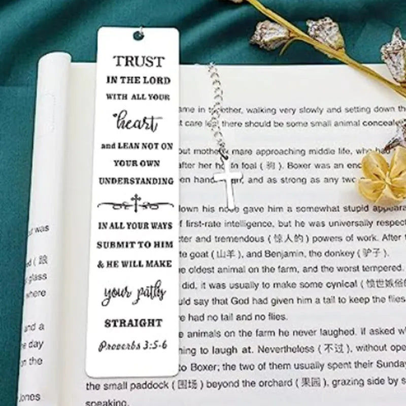 Stainless steel Bible bookmark with engraved scripture verses in European style design
