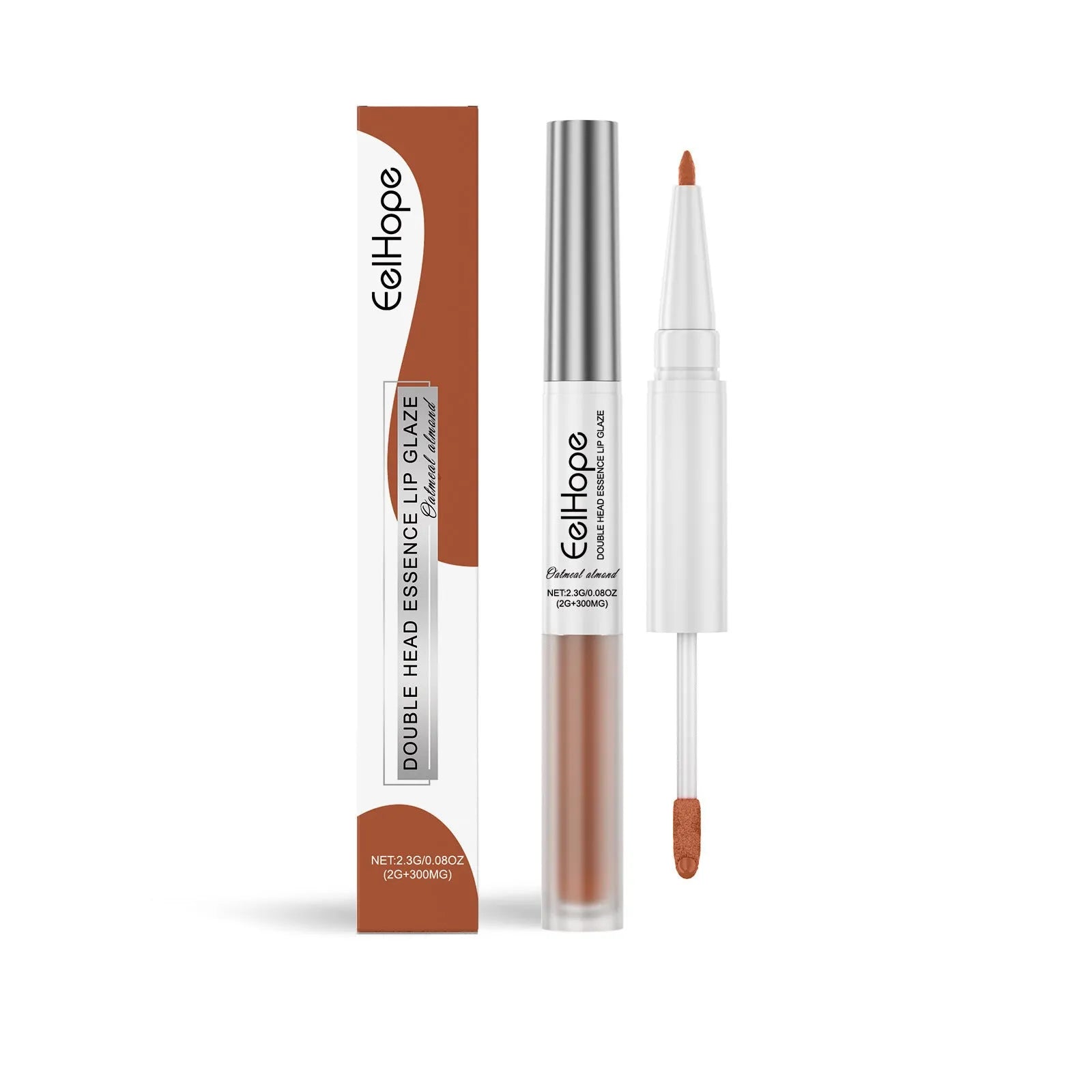 Double-headed lip liner and lip lacquer pen with three colour options displayed