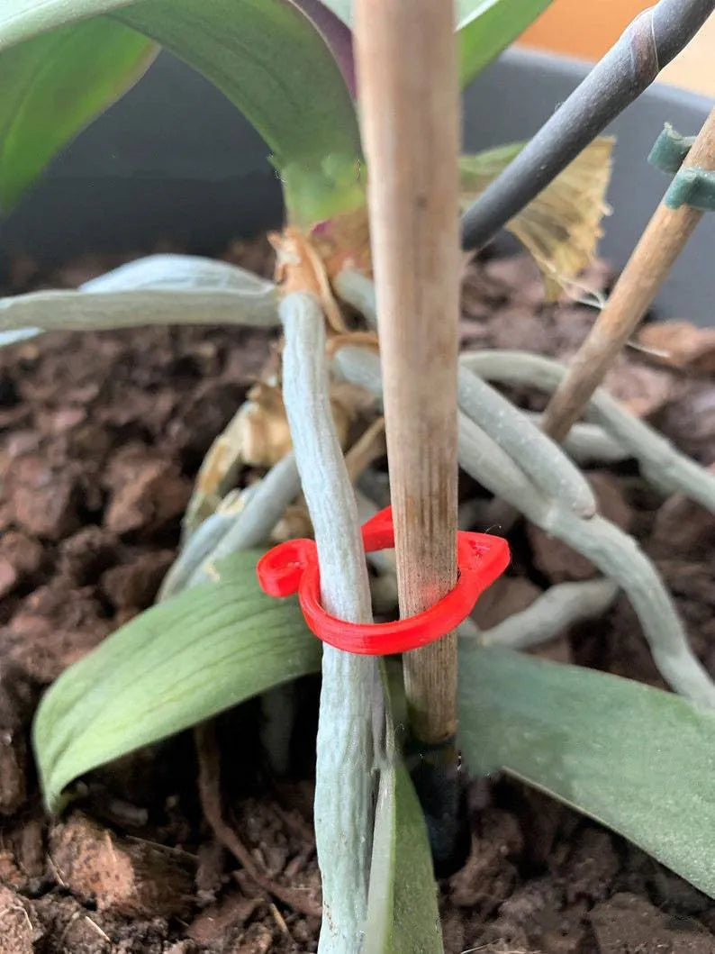 Colourful cat-shaped plastic plant clip for indoor gardening support.