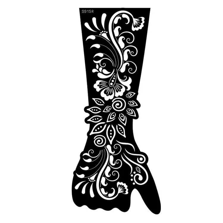 Geometric hollow template tattoo sticker with machine-cut edges and three-dimensional paper carving texture