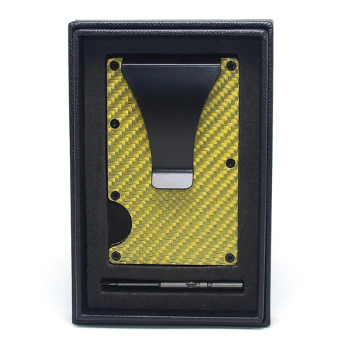 Carbon fibre and aluminium card holder with geometry design in multiple colour options
