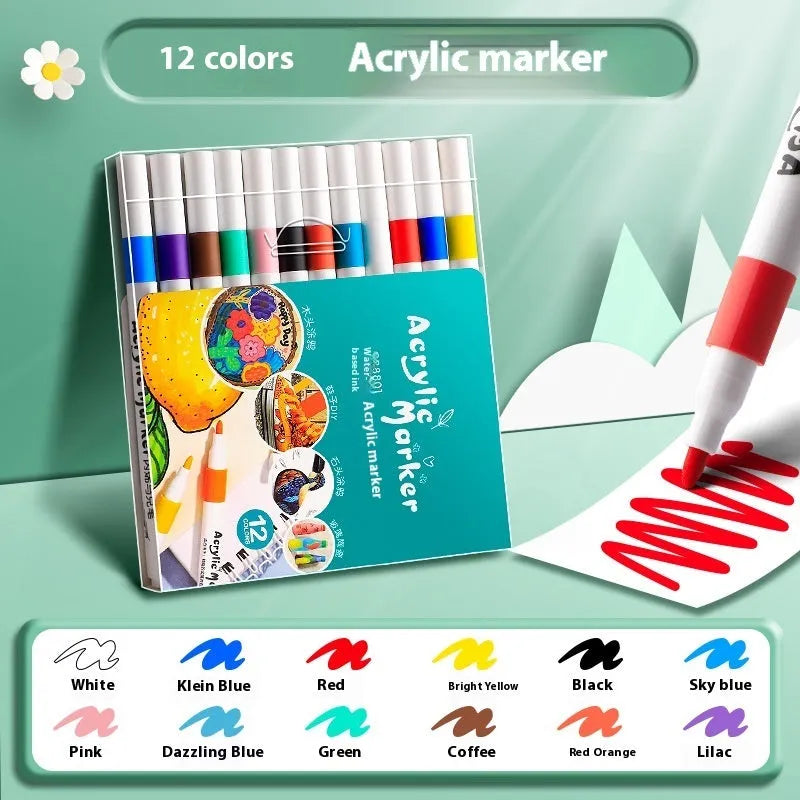 Acrylic marker pen set for student art projects with multiple colour options