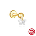 S925 sterling silver moon shape earrings with diamond embedded star detail in gold colour