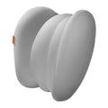 Grey and orange car head restraint neck guard with memory cotton interior shown as headrest and waist pillow