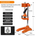 Vertical stainless steel manual juicer with zinc alloy base in choice of colours with pointed, flat or double head options