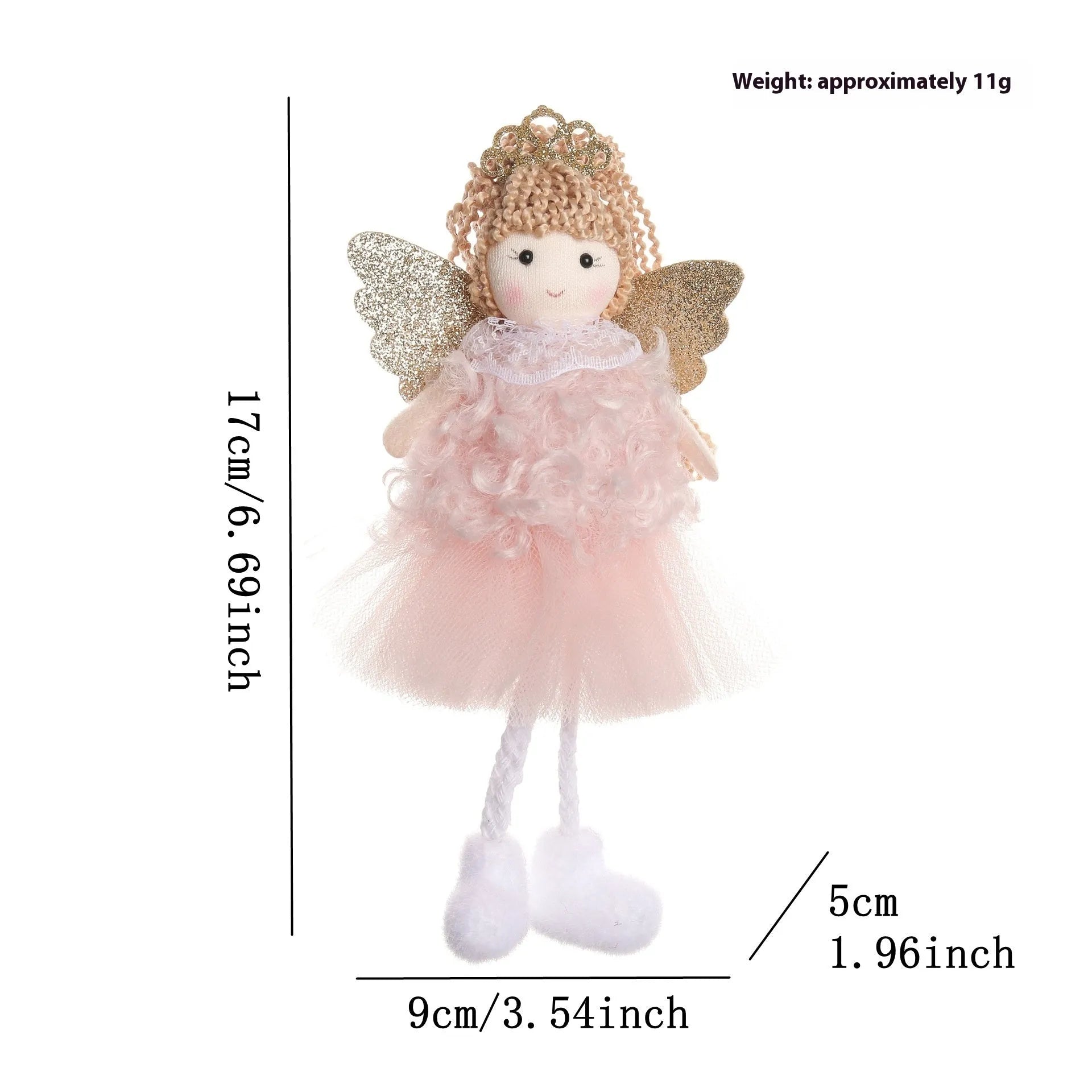 Cloth Christmas angel pendant with high ponytail in white, pink, and khaki colour options.