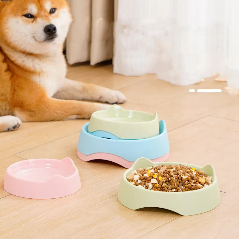 Ceramic dog slow feeder bowl with puzzle maze design in blue, green, or pink