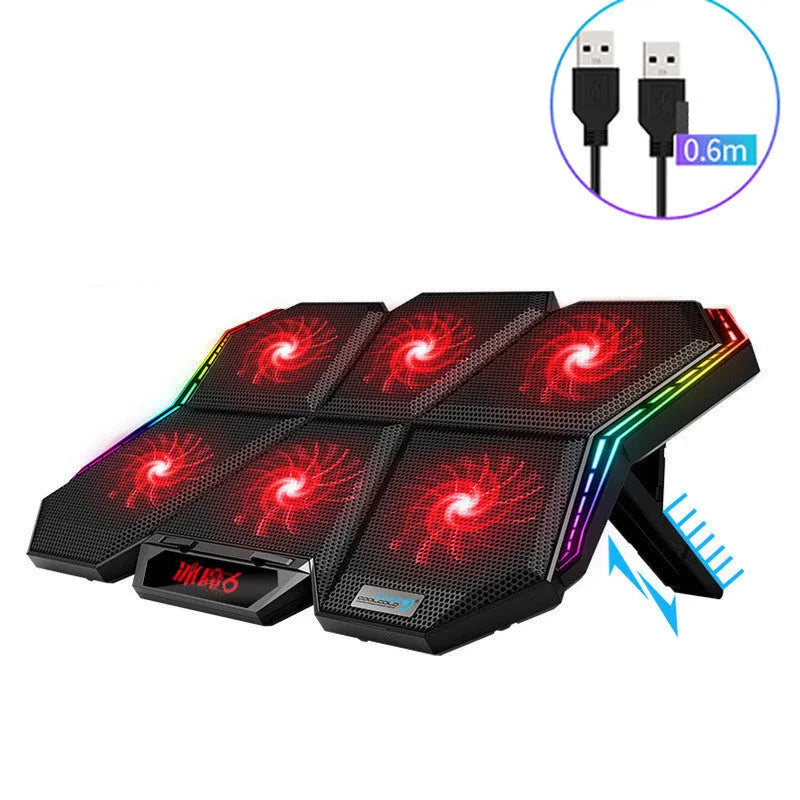 Ice Magic 6 notebook cooling pad with six fans, black and red plastic construction