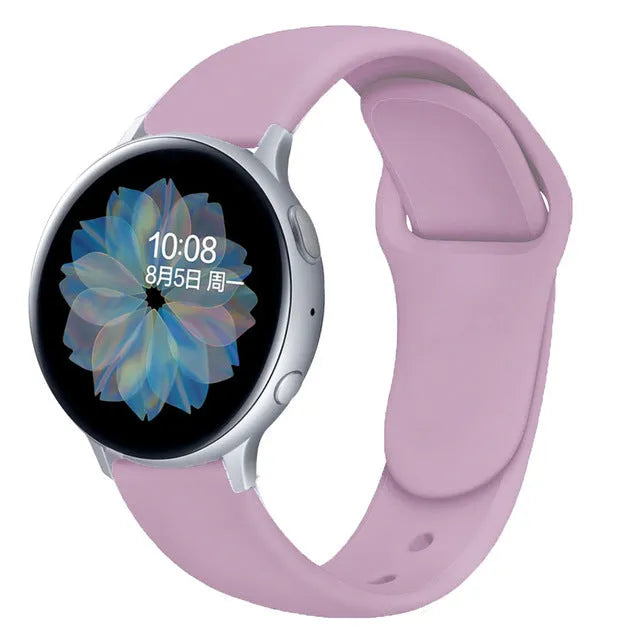 Samsung Galaxy Active 2 black silicone replacement strap with reverse buckle in 20mm width.