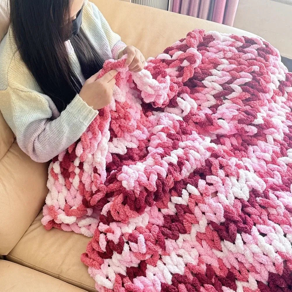 Coarse yarn chenille knitted braided gravity blanket in modern simple style