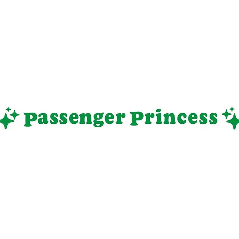 Passenger Princess decorative car mirror sticker in reflective colours, 12.5 cm size.