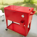 Red metal outdoor insulated trolley ice bucket with 750ml capacity