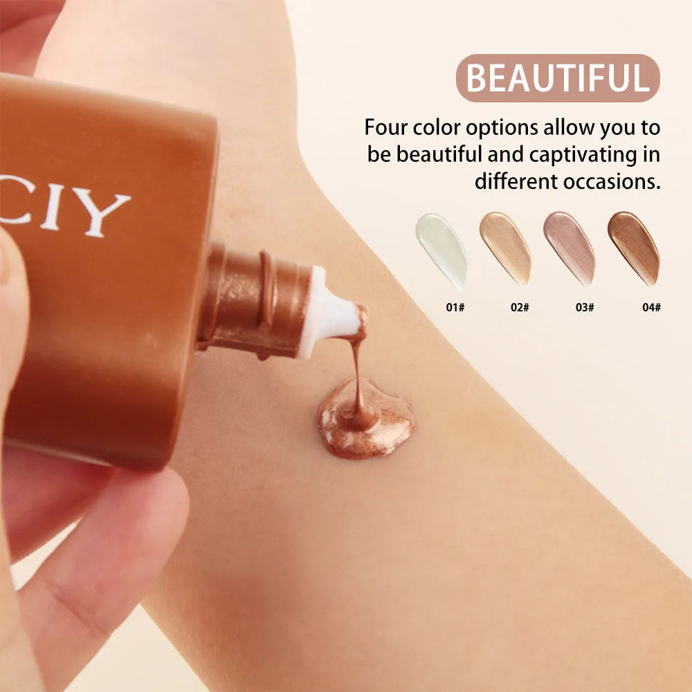 30ML bottle of Body Highlight Contour Liquid for face and body brightening in four shade options