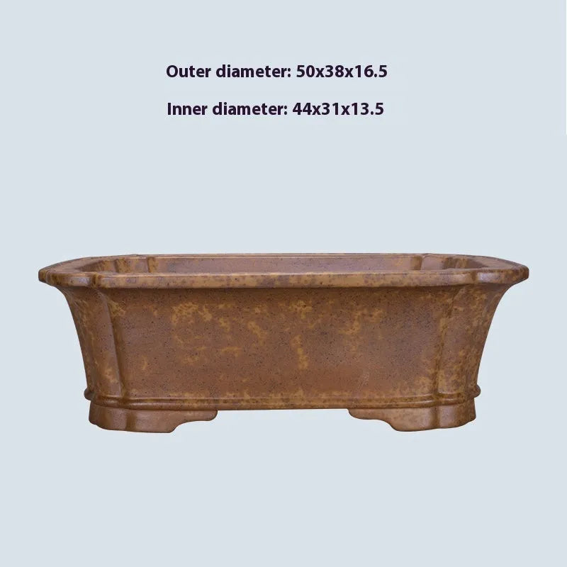 Rectangular purple sand flowerpot with double pumping angle design on floor