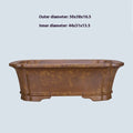 Rectangular purple sand flowerpot with double pumping angle design on floor