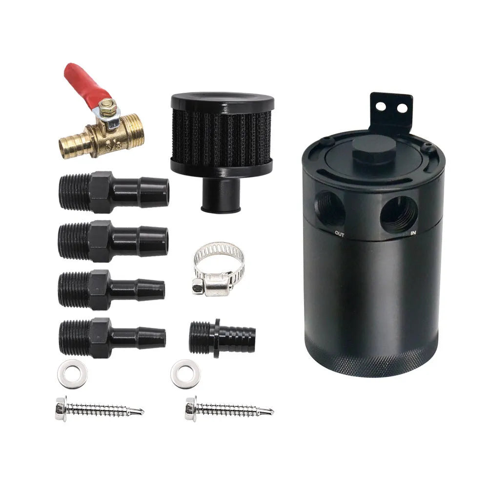 Black aluminium automotive oil can with two-hole breathable design and oil-free valve
