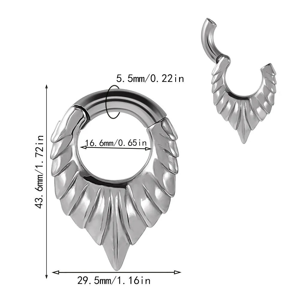 Stainless steel drop-shaped ear extender with totem design in auricle earlobe round hanging egg shape