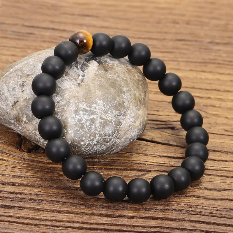 Stone bead necklace and bracelet set with tassel pendant in original design