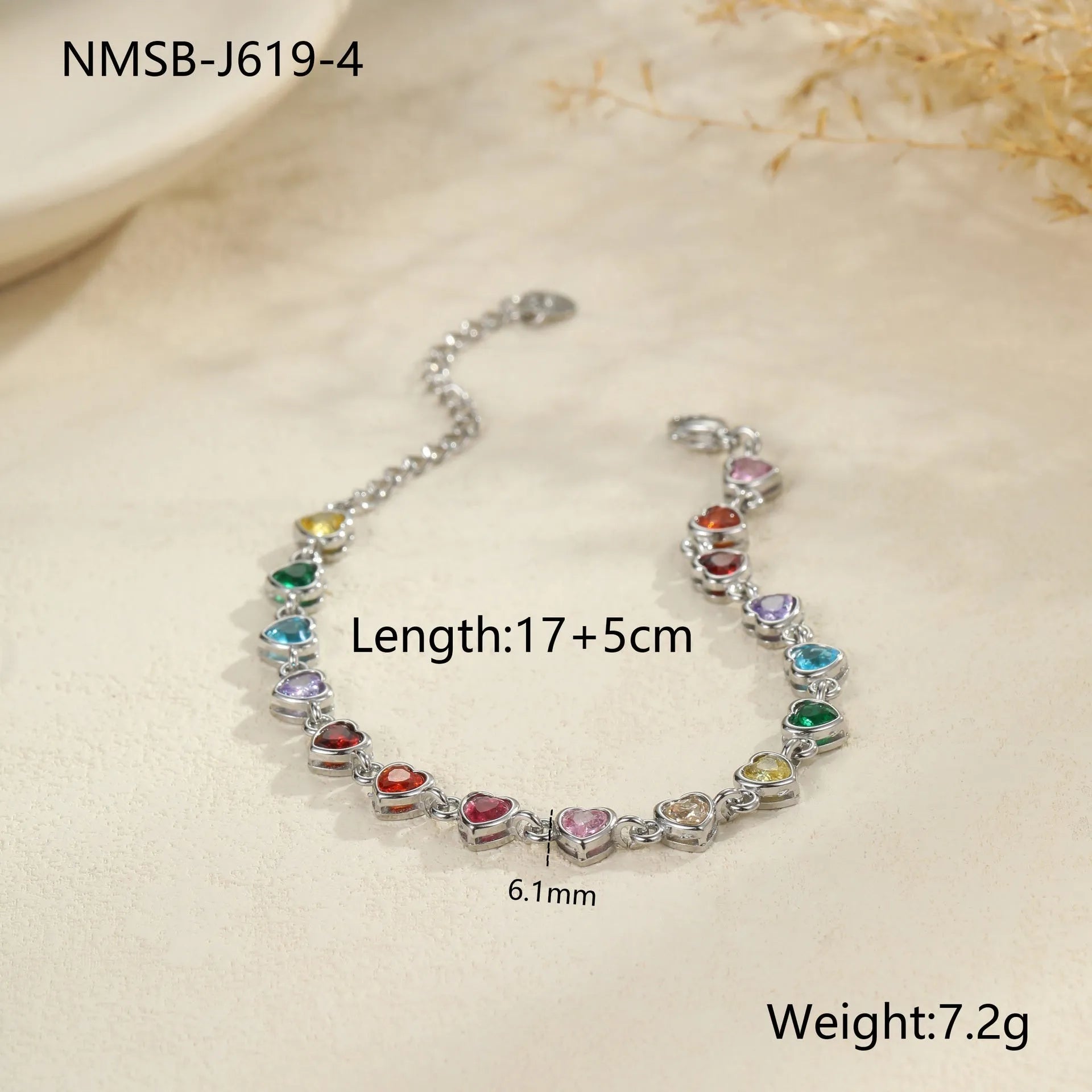 Women's 18K stainless steel bracelet in gold or silver with geometric heart, circle or square designs