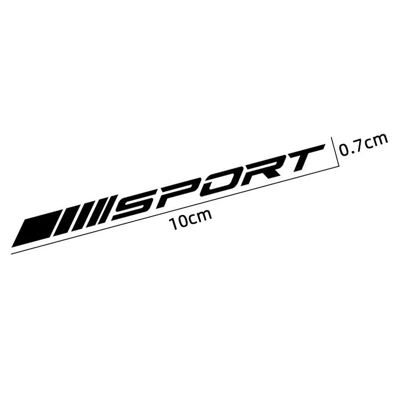 Hollow design black sports car sticker for alloy wheel rims and mirrors measuring 10 by 0.7 centimetres