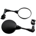Black folding round rearview mirror with iron rod and plastic shell for motorcycles