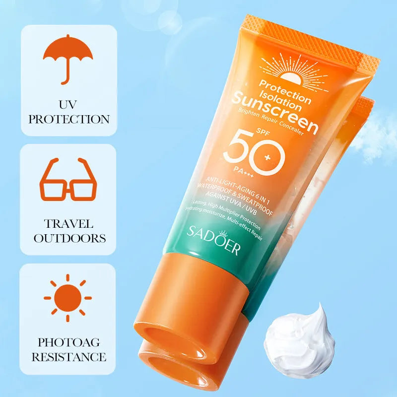 Double tube 50g sunscreen and makeup primer product for universal skin types