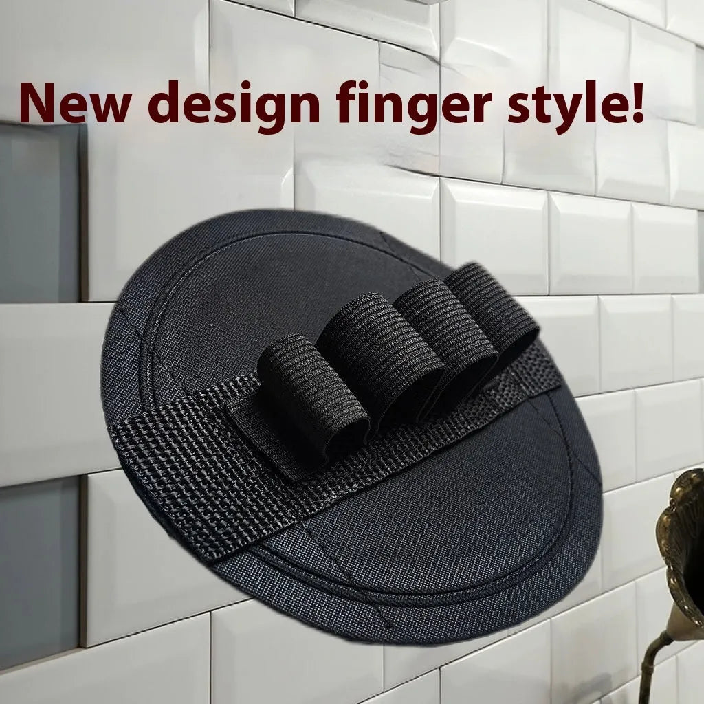 Women's bath gadget with finger style design in rubber material with included towel
