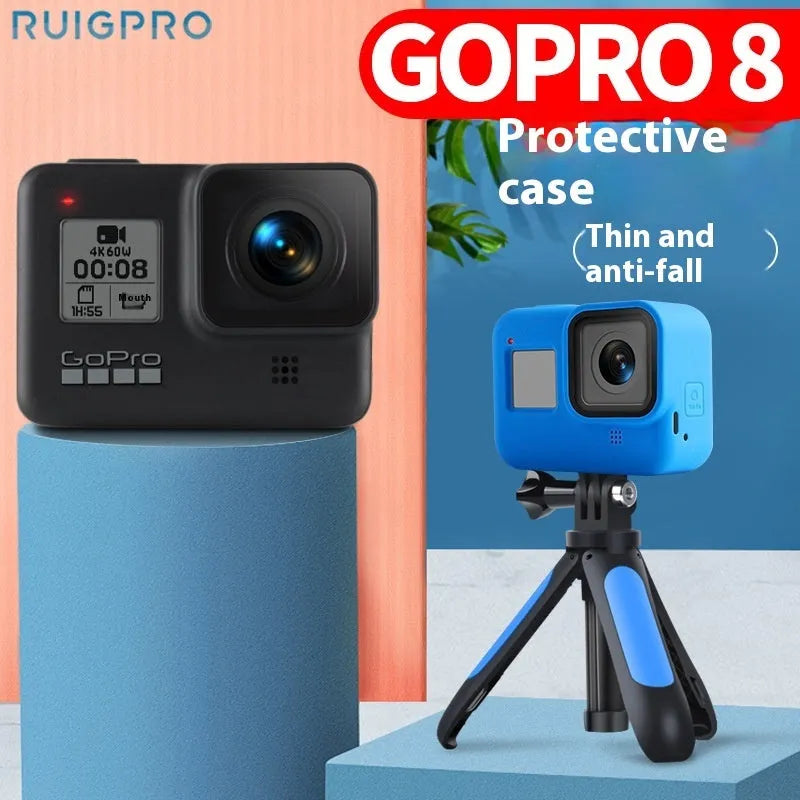 GoPro Hero8 Black silicone protective sleeve and anti-lost carrying strap accessory set in multiple colour options