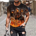 Men's grey t-shirt with 3D lion face printing on front